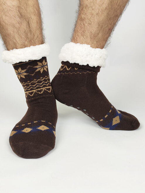 Pánske thermo ponožky 2020-01 hnedé so vzorom