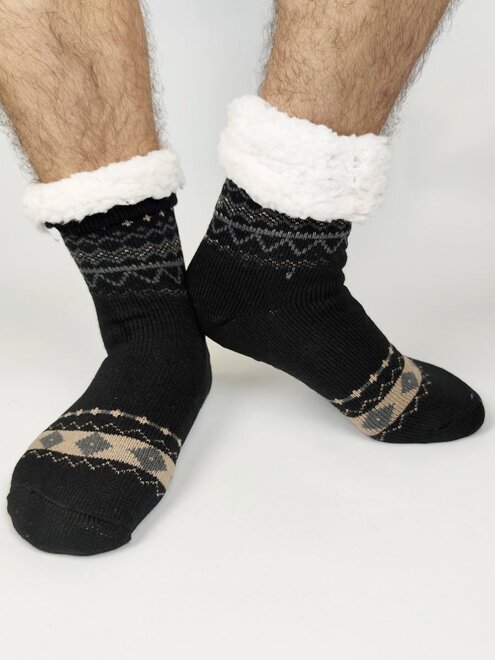 Pánske thermo ponožky 2020-01 čierne so vzorom