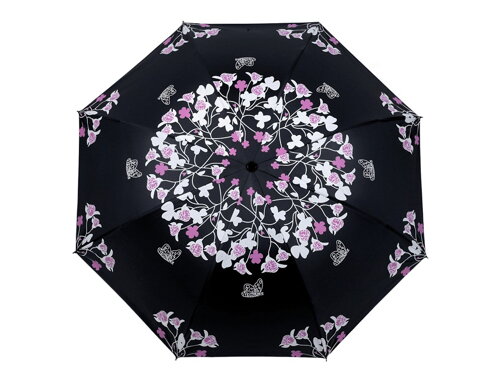 Női összecsukható esernyő fekete 530027 VIRÁGOK