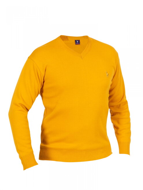 Férfi pulóver mustár színben
