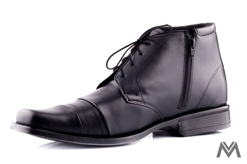 Elegáns téli bőr cipő férfiaknak 0703 fekete