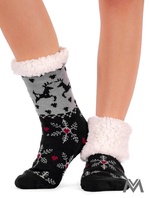 Női termo zokni fekete hópelyhekkel