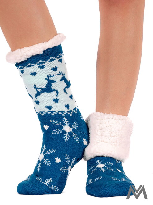 Női termo zokni türkíz szín hópelyhekkel