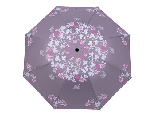 Női összecsukható esernyő szürkés lila 530027 VIRÁGOK