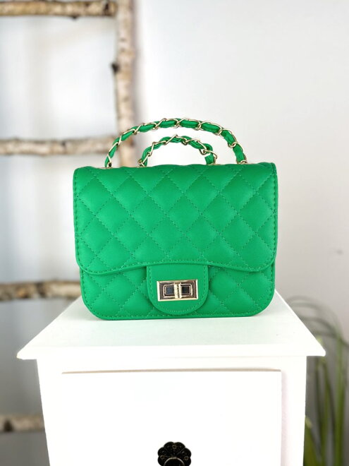 Zöld crossbody táska arany vállpánttal