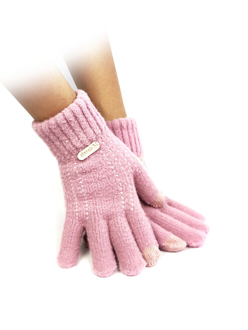 Prstové rukavice vhodné pre dotykové displeje tmavo ružové