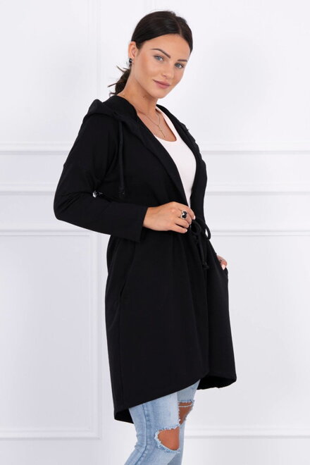 Női derékban köthető pulóver 8998 fekete színben