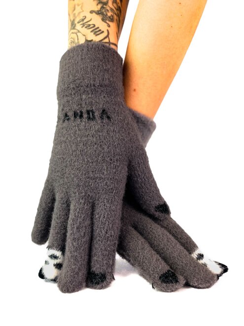 Tmavo-šedé rukavice s PANDOU 