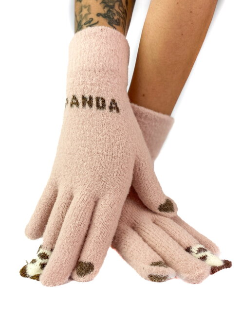 Dámske pletené ružové rukavice PANDA
