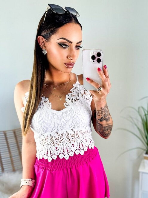 Trendi csipkés női crop top