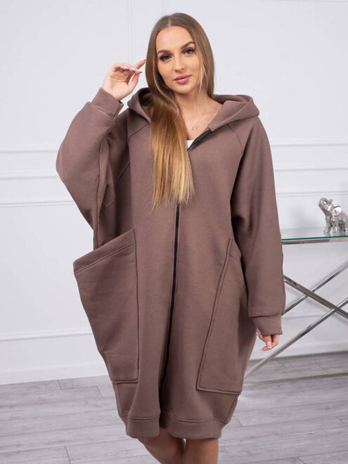 Meleg női oversize felső barna színben  9383