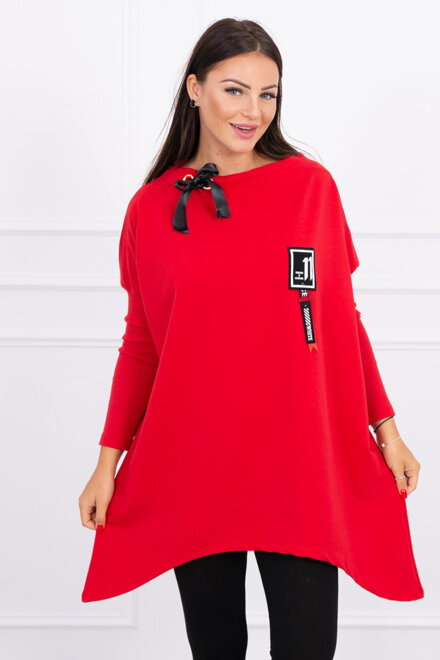 Női oversize pulóver  0015 piros színben