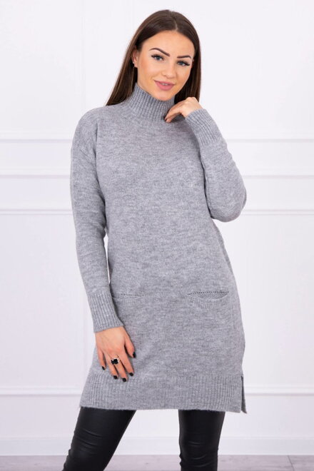Női garbós pulóver 2019-52 szürke színben