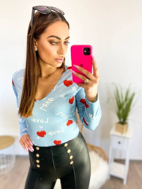 Kényelmes női body LOVE kék