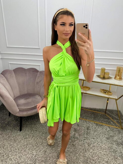 Gyönyörű nyári ruha neon-zöld színben