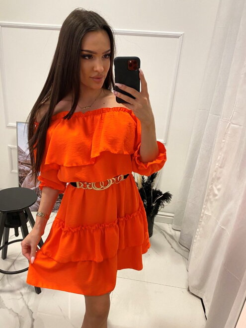 Fodros nyári ruha narancs színben