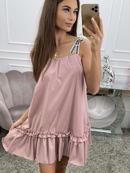 Fodros nyári ruha rózsaszín színben