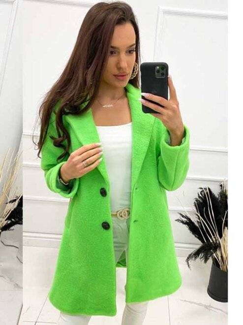 Stílusos átmeneti kabát neon zöld színben