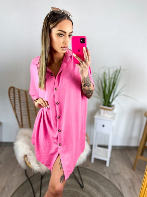 Dámske košeľové šaty v ružovej farbe