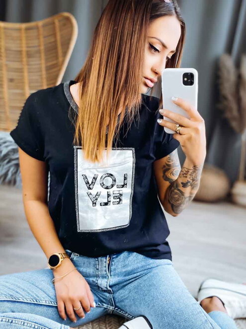 Női póló LOVE ELY MFY fekete