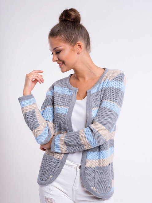Női kötött pulóver ROSSIE bézs+szürke+kék