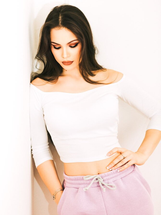 copy of Női pamut crop top  VSB MARY fekete / fehér