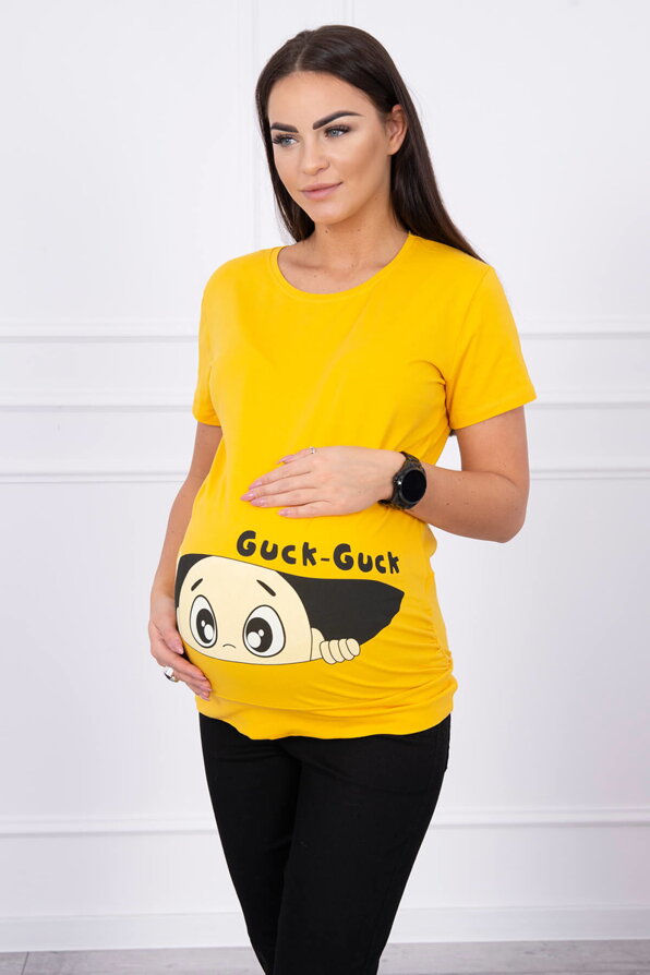 Női póló kismamáknak 2992 mustár színben