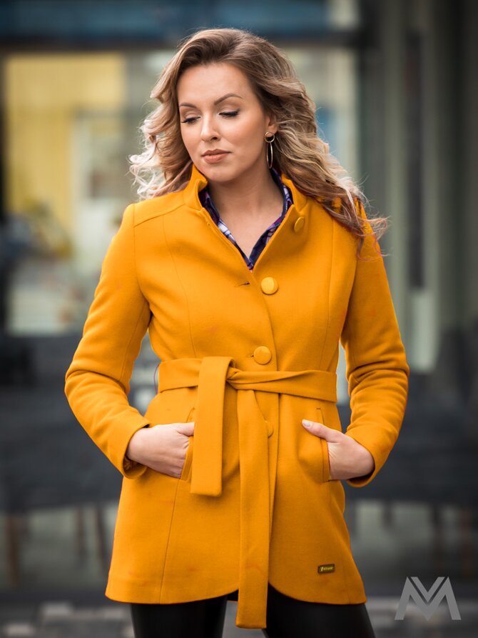 Elegáns női kabát  IGA mustár szín