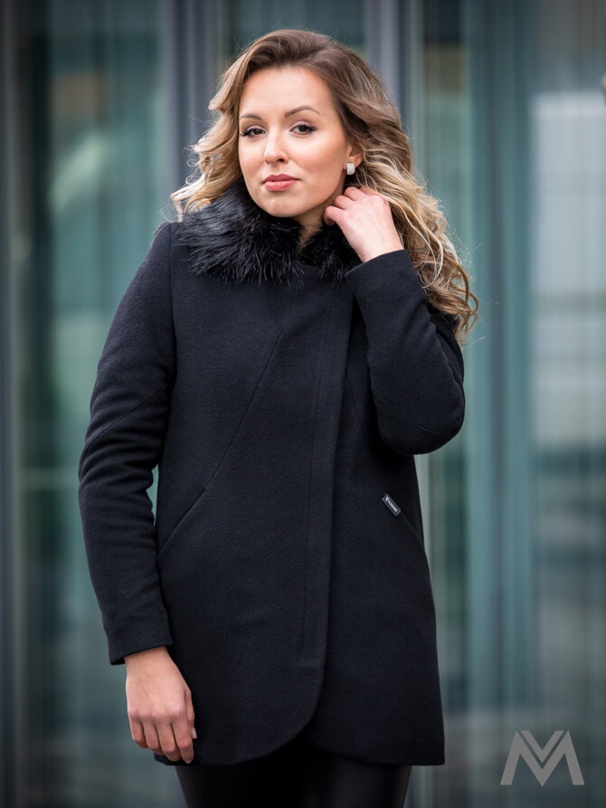 VERSABE Luxus női kabát szörmével DEYSI fekete