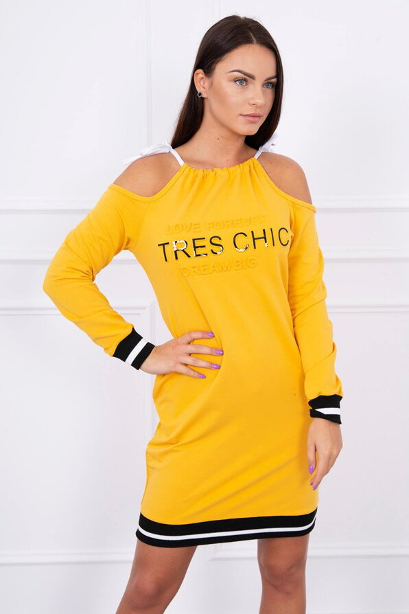TRES CHIC női ruha mustár színben
