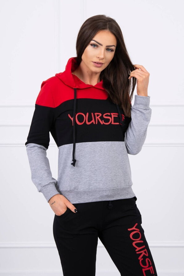 Női melegítő szett YOURSELF fekete+piros+szürke  65456