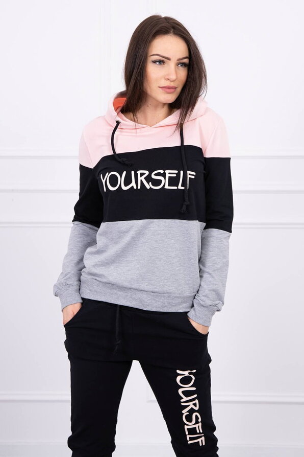 Női melegítő szett YOURSELF 65456 fekete-rózsaszín-szürke