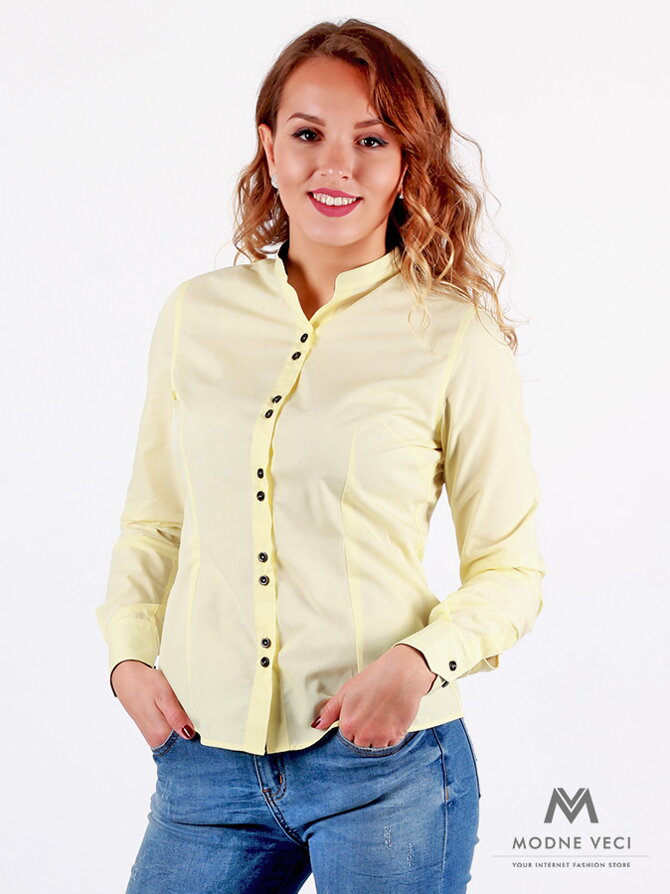VERSABE Sárga gallér nélküli ing nőknek slim fit vágásban VS-DK 1733