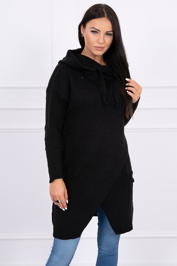 Női kötött pulóver 2019-6 fekete színben