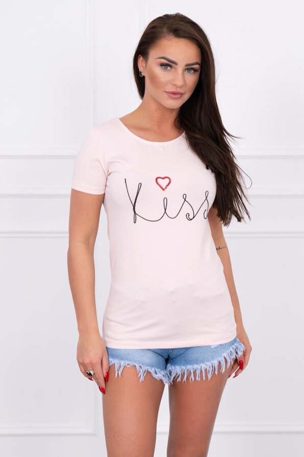 Női póló rózsaszín színben KISS felirattal 51562