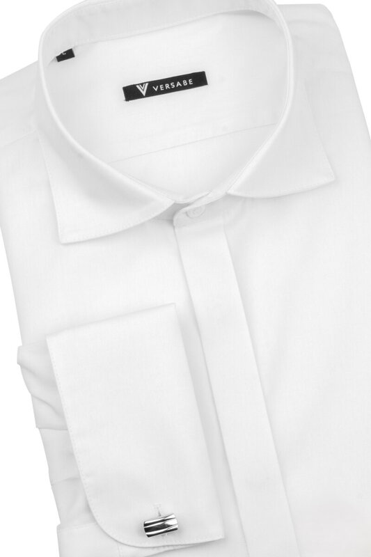 Klasszikus fehér matt ing, borított bekapcsolásal SLIM FIT vágásban VS-PK-1715