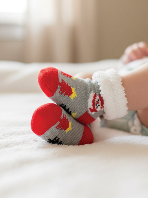 Szürke zokni csecsemőknek hóember L024