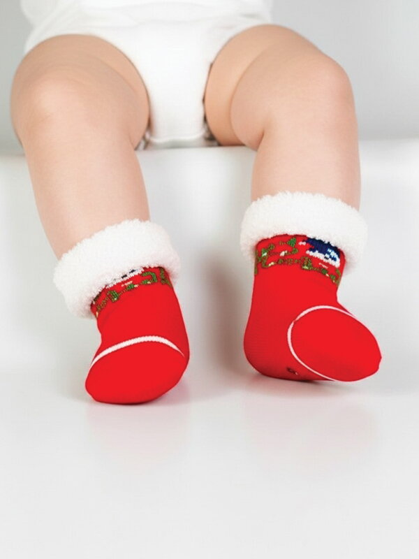 Csecsemő zokni MERRY CHRISTMAS pirosL024
