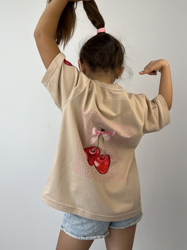 Lány póló VSB CHERRIES bézs