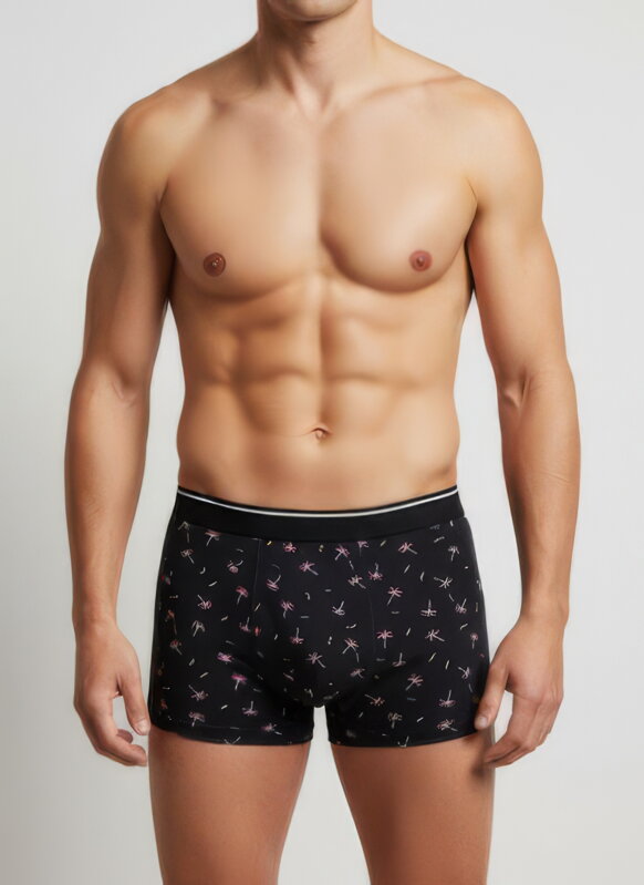 Férfi fekete boxeralsó pálma mintával