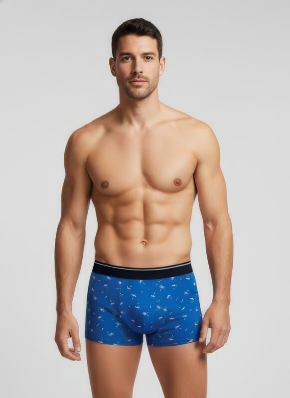 Férfi kék boxeralsó pálmafákkal