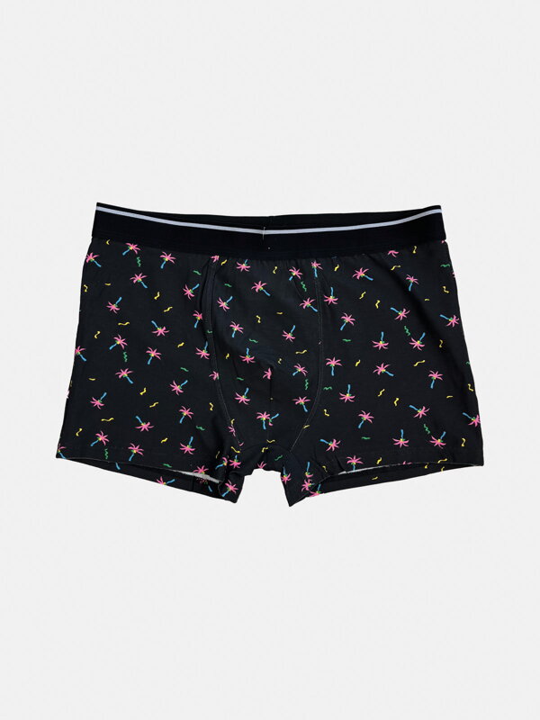 Pánske čierne boxerky s palmami  Pánske čierne boxerky s palmami