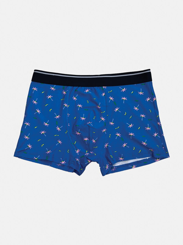 Pánske modré boxerky s palmami 