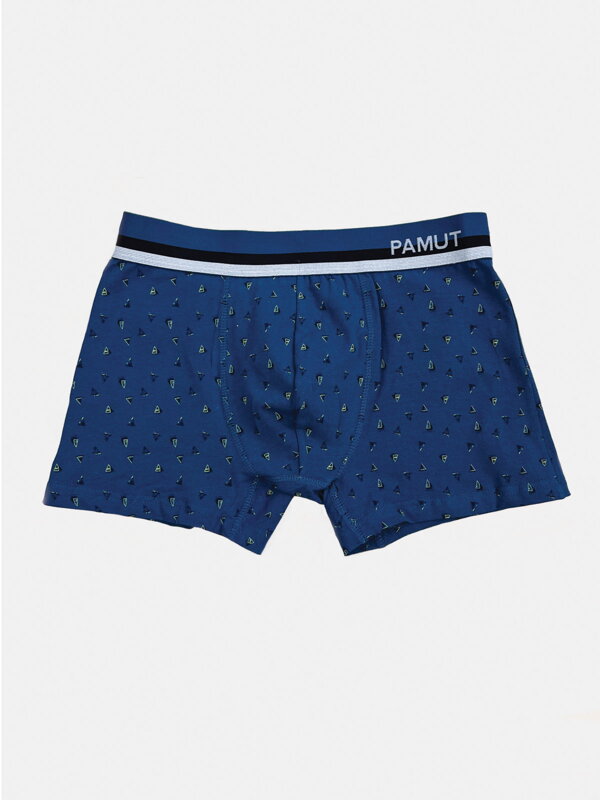 Modré pánske boxerky s geometrickými tvarmi Modré pánske boxerky s geometrickými tvarmi