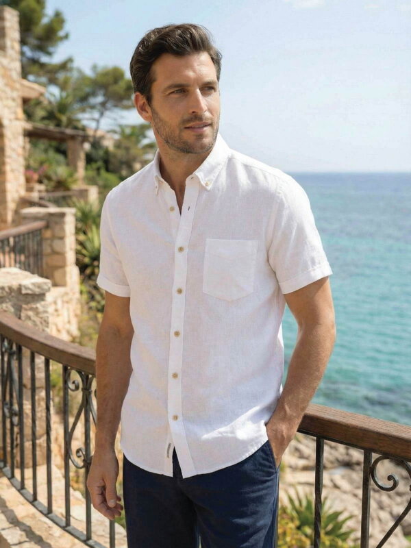 Férfi fehér lenvászon ing BUFFON