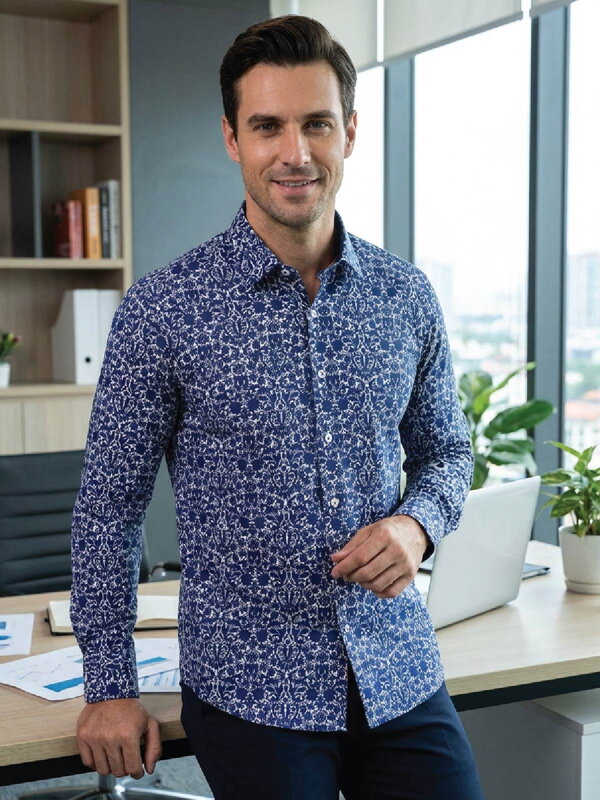 Férfi ing 24-021 érdekes kék mintával