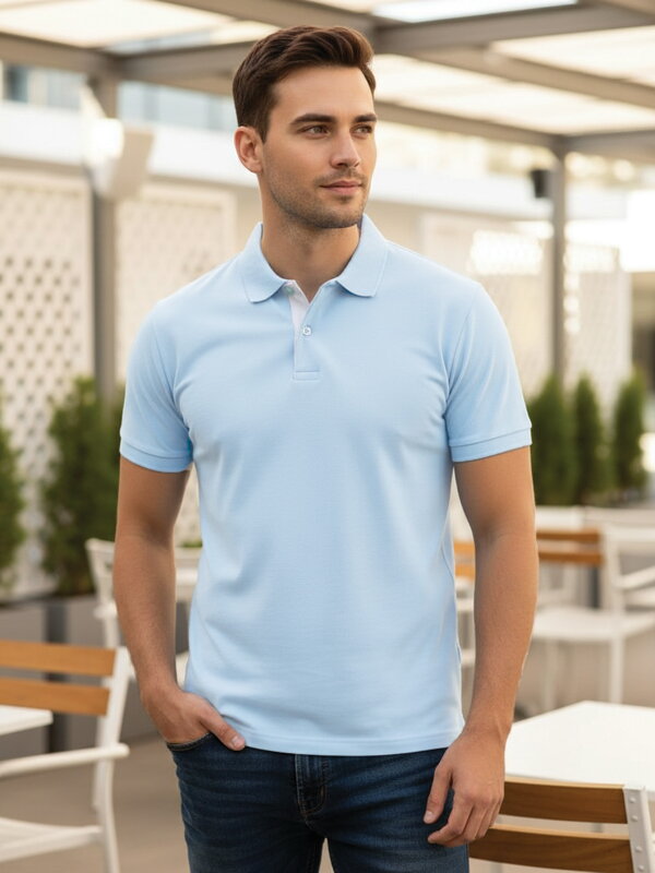 Pánske polo tričko VSB VUGO v svetlomodrej farbe