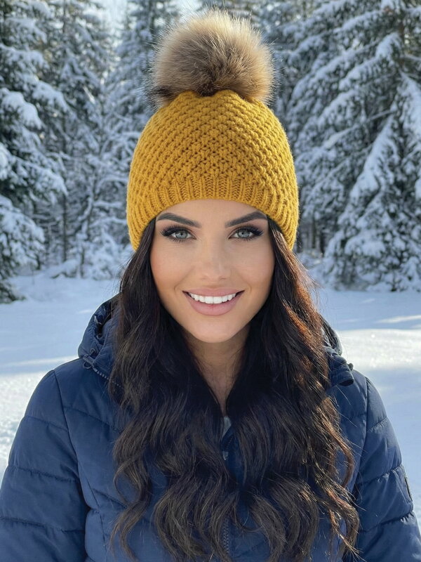 Stílusos női sapka IDA mustár