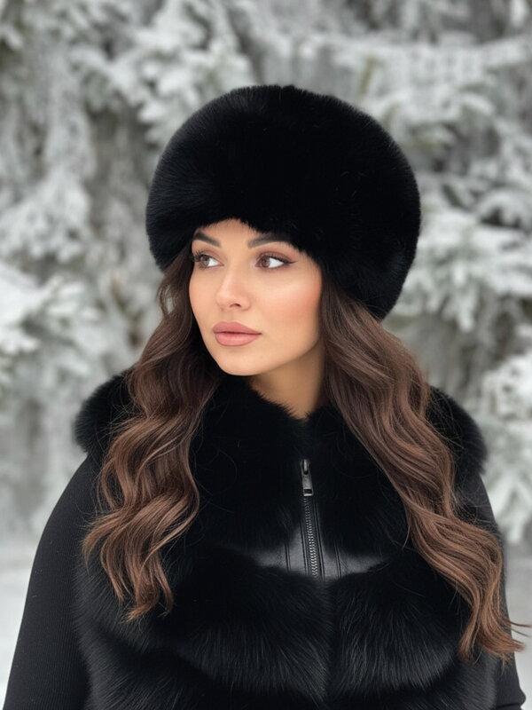 Műszőrme sapka LUXURY fekete