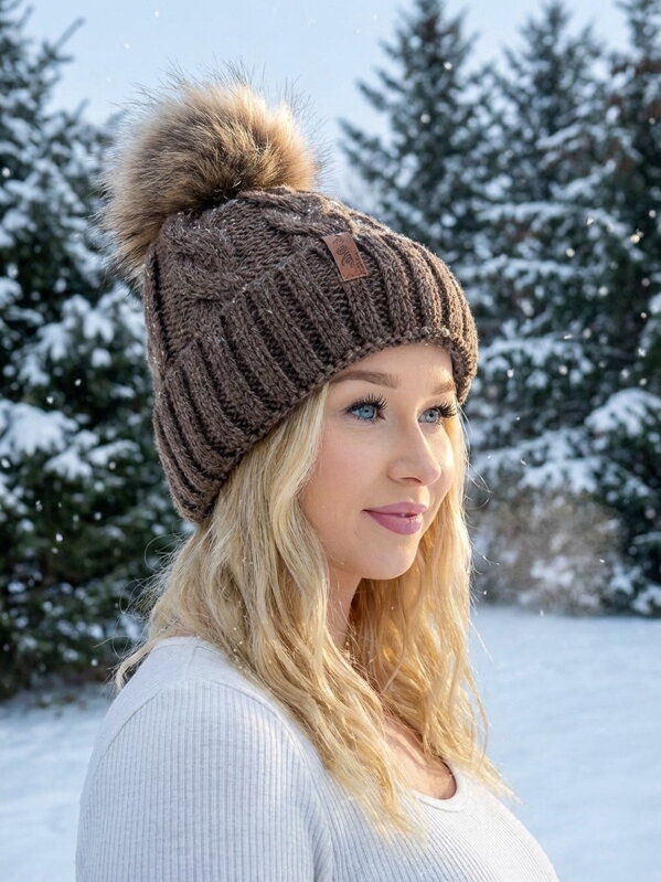 Női Octawia csoko pompom sapka
